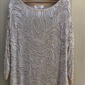 Neiman Marcus Judith Ann Creations silk with pearl blouse top. Small shirt